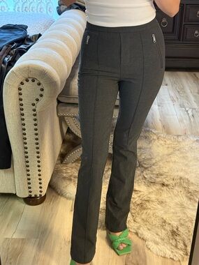 Zara Charcoal Gray Straight Leg Pants with Zipper Details